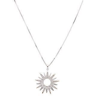 CHOKER AND PENDANT WITH DIAMONDS IN 14K WHITE GOLD with 50 8x8 cut diamonds ~0.33 ct. Weight: 6.1 g