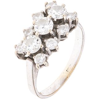 RING WITH DIAMONDS IN 14K WHITE GOLD with 3 brilliant cut diamonds ~0.62 ct Clarity: VS2-SI1 and 8 diamonds ~0.40 ct. Size: 5 ¾