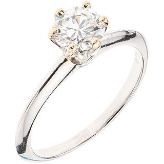 SOLITAIRE RING WITH DIAMOND IN .950 PLATINUM, TIFFANY & CO. 1 brilliant cut diamond ~0.70 ct. Clarity: SI2