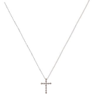 CHOKER AND CROSS WITH DIAMONDS IN 14K WHITE GOLD with 11 8x8 cut diamonds ~0.05 ct. Weight: 1.8 g
