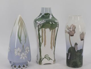 3 Royal Copenhagen Porcelain Vases.