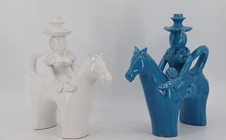 2 Nicola Fasano Italian Porcelain Horse Riders
