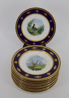 Minton. Set Of 11 Cobalt And Gilt Decorated