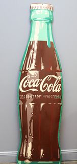 Large Vintage Coca Cola Metal Bottle Sign