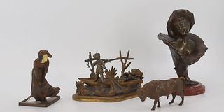 4 Antique Bronze Cabinet Items.