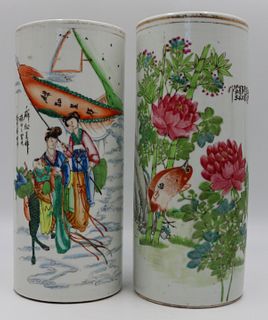 (2) Chinese Famille Rose Hat Stands.