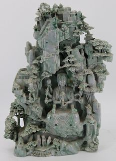 20th Century Highly Carved Jadeite Sculpture.