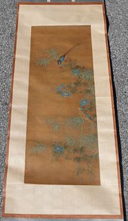 Asian Scroll Painting of Kingfisher Birds.