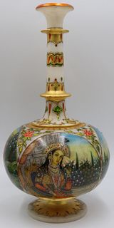 Mughal Style Paint Decorated and Bejewelled Vase.