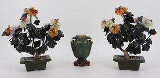 A Pair Of Asian Jade Trees Together With