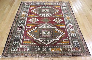 Vintage and Finely Hand Woven Kazak Style Carpet.