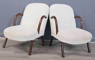 Pair Of Philip Arctander Style Clam Chairs .