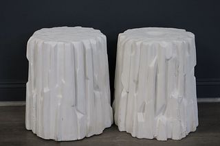 A Vintage White Pair Of Log Form Composition