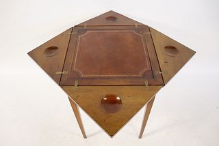 Antique Leathertop One Drawer Lift Top Game Table.