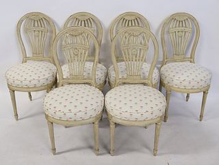 6 Fine Quality Painted Balloon Back Chairs.