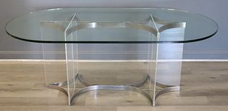 Midcentury Acrylic, Chrome & Glass Top Table.