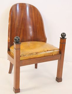 Biedermeier Tub Chair With Ebonised Finials.
