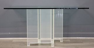 Midcentury Lucite And Glass Top Table.