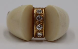 JEWELRY. Italian 18kt Gold and Diamond Ring.