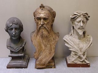 3 Chalk Ware Busts.
