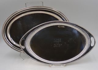 STERLING. (2) Antique Sterling Oval Serving Trays.