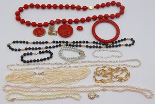 JEWELRY. Assorted Grouping of Pearl, Cinnabar,