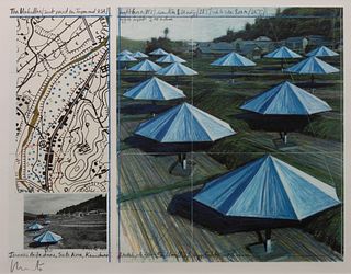 Christo(Bulgarian, 1935-2020)The Umbrellas- Blue, 1991