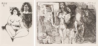 Pablo Picasso  (2) Grosse Prostituée et 'Mousquetaire' & La Célestine Présentant ses deux Pensionnaires à Deux Clients