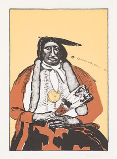 Fritz Scholder  Indian With Feather Fan (State II) (T: 75-609a)