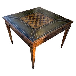 Game Table In Leather & Wood by Maitland Smith