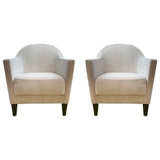 Pair of 1960s Armchairs in Cream Color Fabric