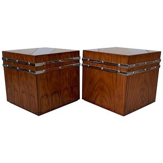 Pair of LRG Cube Tables/Cabinets by Theodore Alexander