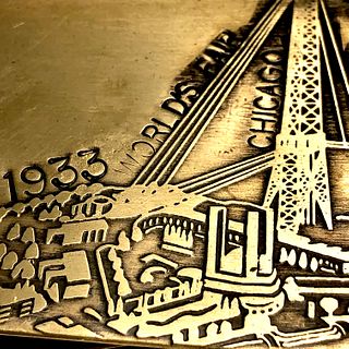 Worlds Fair Tray Money Clip - 1933 Bronze - Chicago