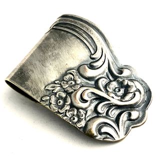 Silver Plated Tray Edge Money Clip - Dense Mid-Century Design