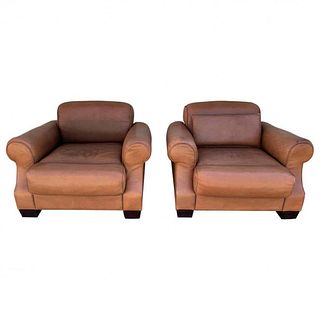 Pair of Vintage Leather Chairs by Nienkamper,
