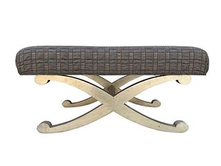 Large X Frame Bench With Silver Leaf Base by Swaim