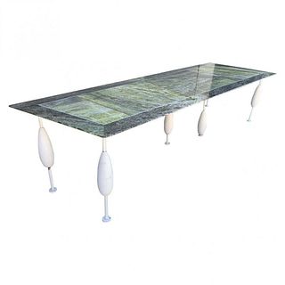 Asymmetrical Marble Table by Sema Topaloglu, 11ft Long