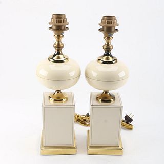 Ceramic and Brass Table Lamps, Circa 1960