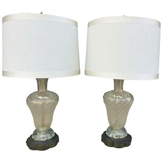 Pair of Murano Glass Lamps Made in Italy