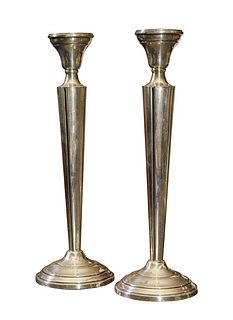 Pair of Neoclassic Style Sterling Silver Candlesticks