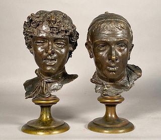 Pair of Bronze Busts By Lorenzo Bozzi