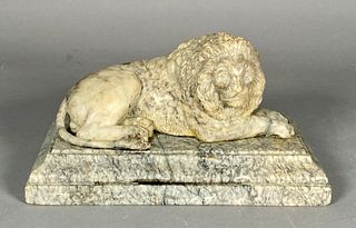 Grand Tour Carved Marble Figure of Recumbent Lion