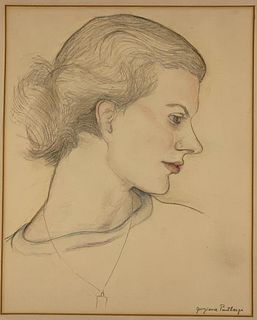 20thc. School, Signed Portrait of a Young Woman