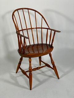 American Pine and Maple Sack Back Windsor Armchair, 18thc.