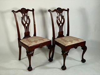 Pair American Chippendale Mahogany Side Chairs, 18thc.