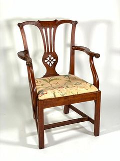English Oak Country Chippendale Armchair, 18thc.