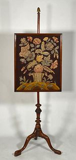 Queen Anne Style Mahogany and Petit Point Firescreen