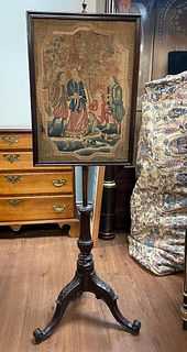 Chippendale Mahogany and Petit-Point Fire Screen