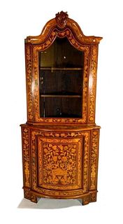 Dutch Marquetry Corner Cabinet, 19thc.