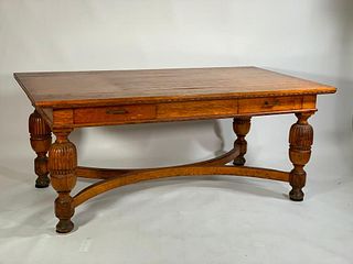 English or American Oak Library Table, Early 20thc.